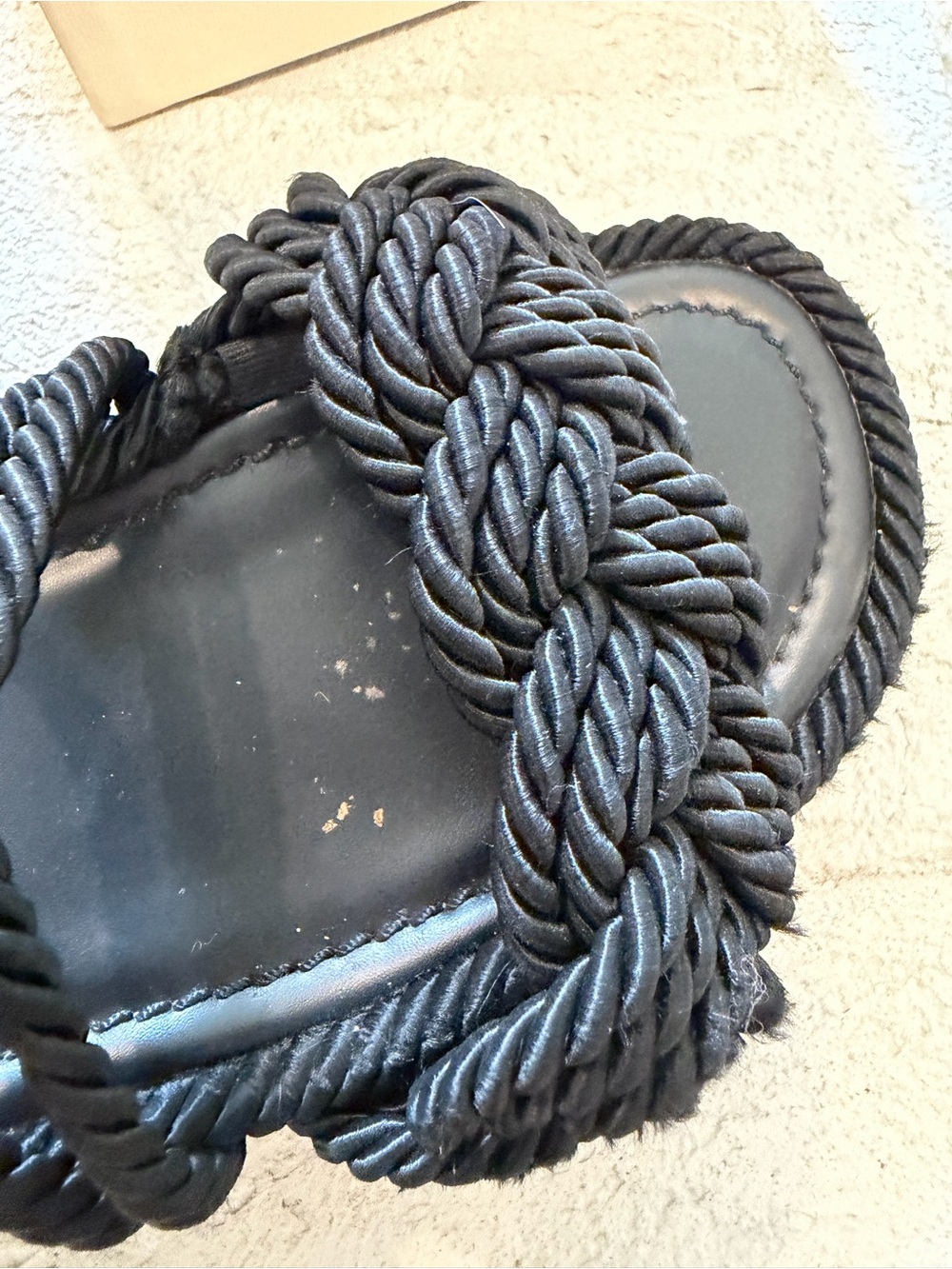 Valentino Garavani Black Braided Rope Sandals - Picture 10 of 10